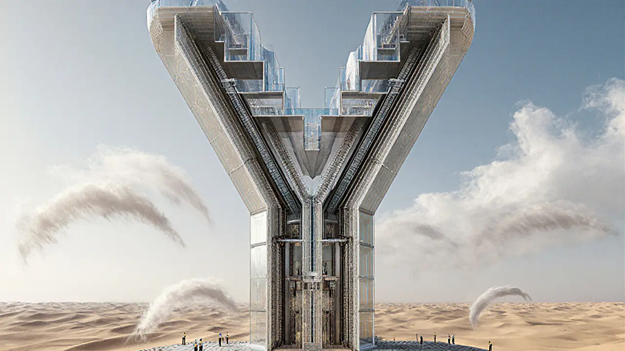 Cross-section illustration of Burj Khalifa showing its Y-shaped design and glass exterior.