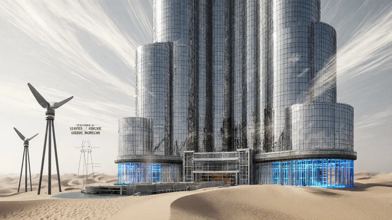 Cross-section of Burj Khalifa showing its triple-winged core and deep foundation piles.